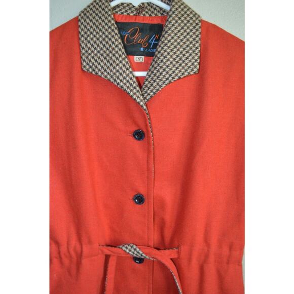 Vintage Wool Ladies Coat Womens Small Orange/Red Studio Club 4H Button - Picture 5 of 12